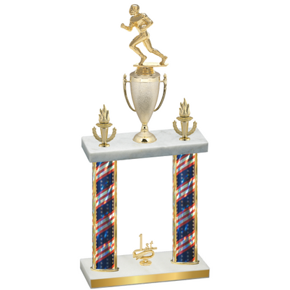 Double Flag USA First Place Football Trophy