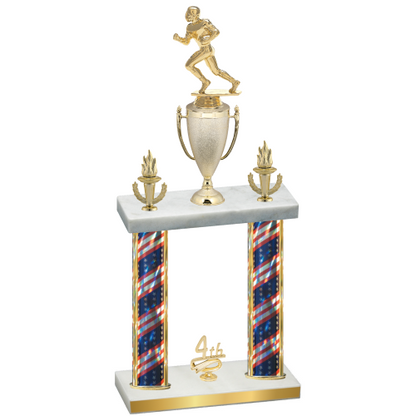 Double Flag USA Fourth Place Football Trophy