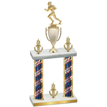 Double Flag USA Victory Football Trophy