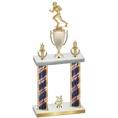 Double Flag USA Year Football Trophy