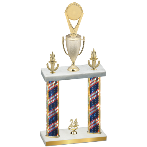 Double Flag USA Year Insert Trophy
