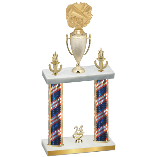 Double Flag USA Year Cheerleading Trophy