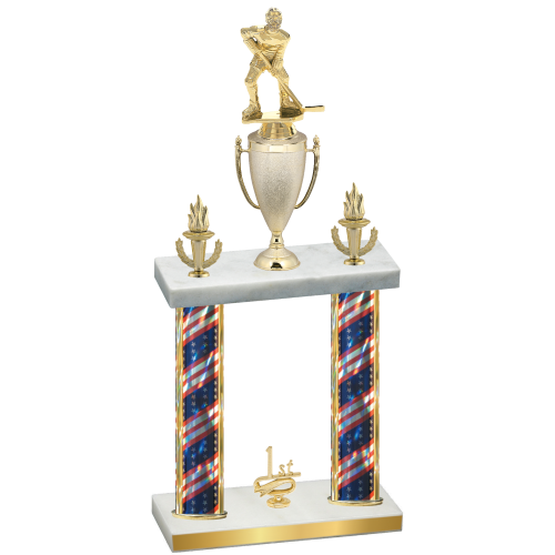 Double Flag USA First Place Hockey Trophy