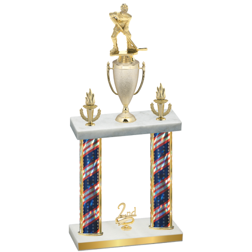 Double Flag USA Second Place Hockey Trophy