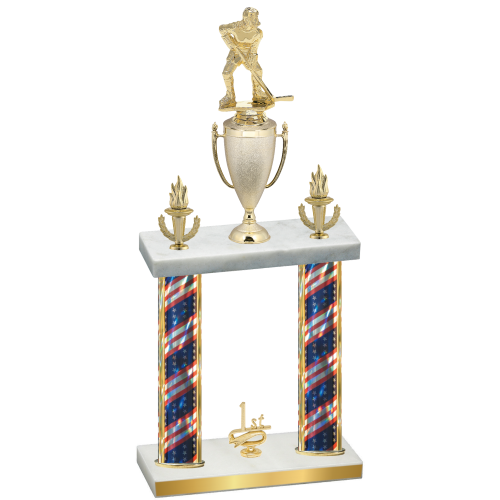 Double Flag USA First Place Hockey Trophy