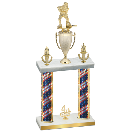 Double Flag USA Fourth Place Hockey Trophy