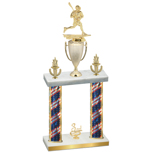 Double Flag USA Third Place Lacrosse Trophy