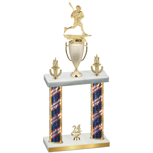 Double Flag USA Year Lacrosse Trophy
