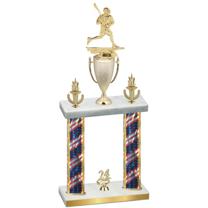 Double Flag USA Year Lacrosse Trophy