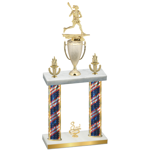 Double Flag USA Third Place Lacrosse Trophy