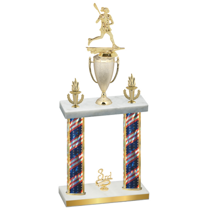 Double Flag USA Third Place Lacrosse Trophy