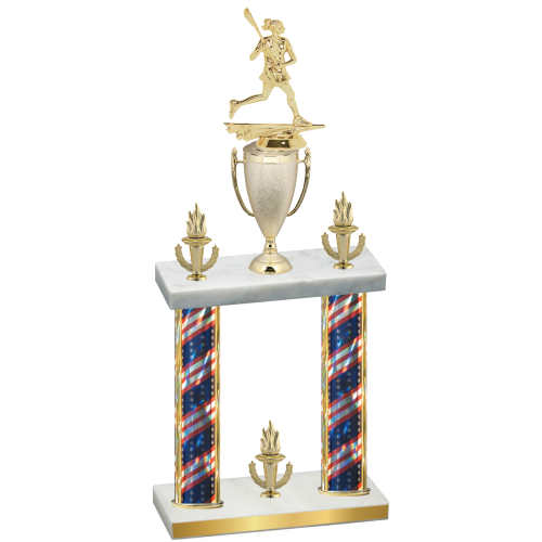 Double Flag USA Victory Lacrosse Trophy