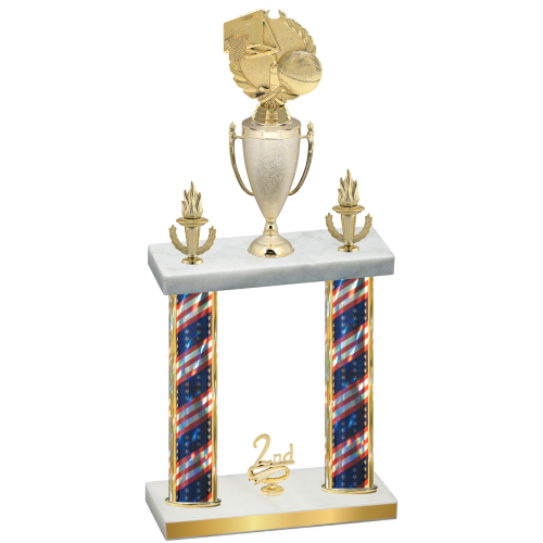 Double Flag USA Second Place Basketball Trophy