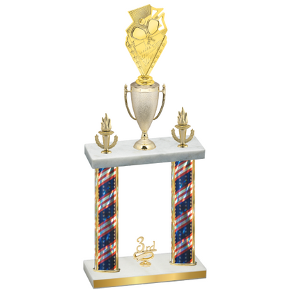 Double Flag USA Third Place Pickleball Trophy