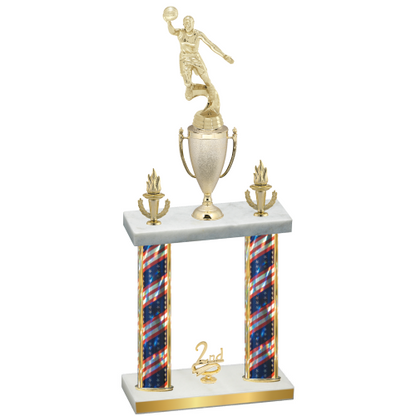 Double Flag USA Second Place Basketball Trophy