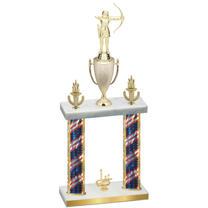 Double Flag USA First Place Archery Trophy