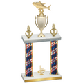 Double Flag USA First Place Fishing Trophy