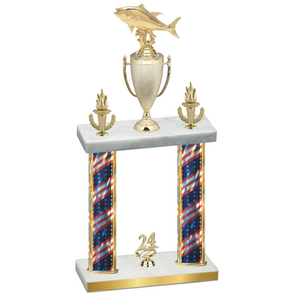 Double Flag USA Year Fishing Trophy