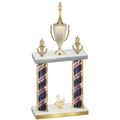 Double Flag USA Third Place Chess Trophy