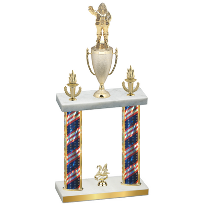 Double Flag USA Year Holiday Trophy