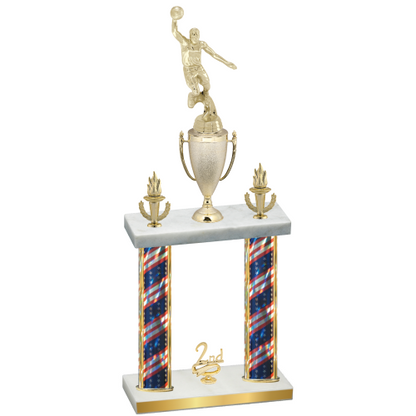 Double Flag USA Second Place Basketball Trophy