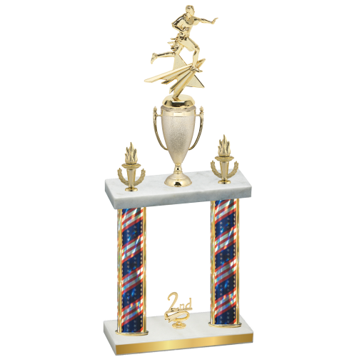 Double Flag USA Second Place Flag Football Trophy