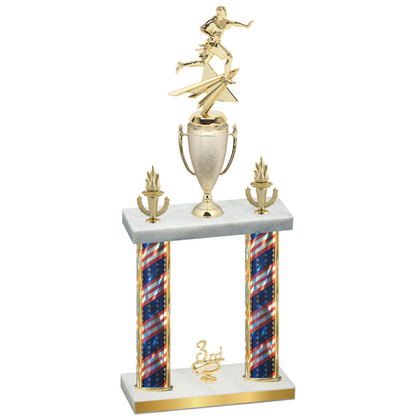 Double Flag USA Third Place Flag Football Trophy