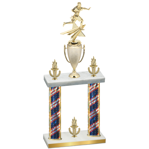Double Flag USA Victory Flag Football Trophy