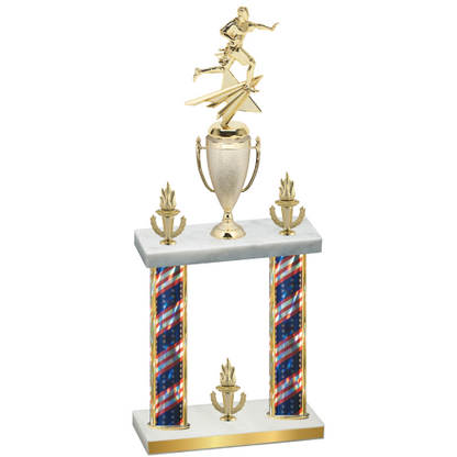 Double Flag USA Victory Flag Football Trophy
