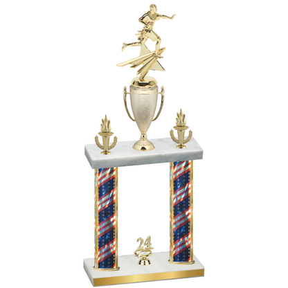 Double Flag USA Year Flag Football Trophy