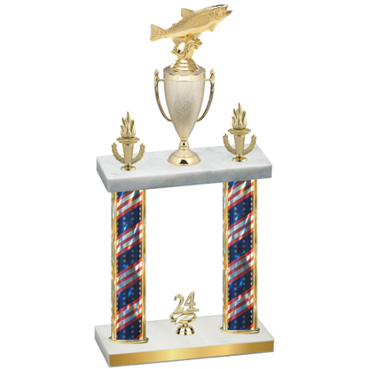 Double Flag USA Year Fishing Trophy
