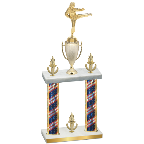 Double Flag USA Victory Karate Trophy
