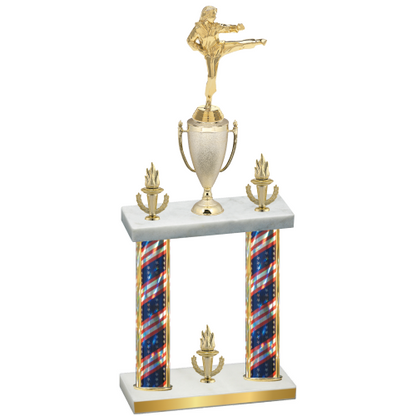 Double Flag USA Victory Karate Trophy