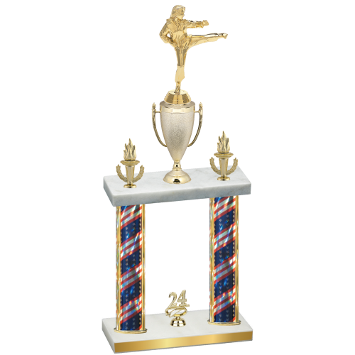 Double Flag USA Year Karate Trophy