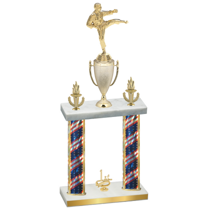 Double Flag USA First Place Karate Trophy