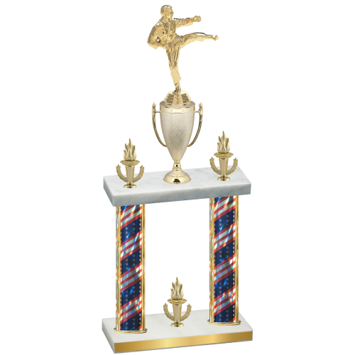Double Flag USA Victory Karate Trophy
