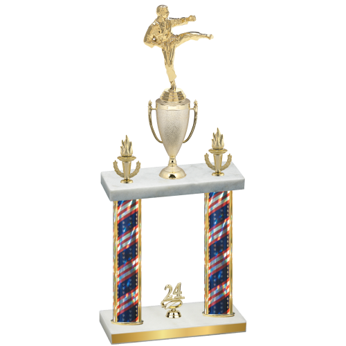 Double Flag USA Year Karate Trophy