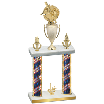 Double Flag USA First Place Baseball Trophy