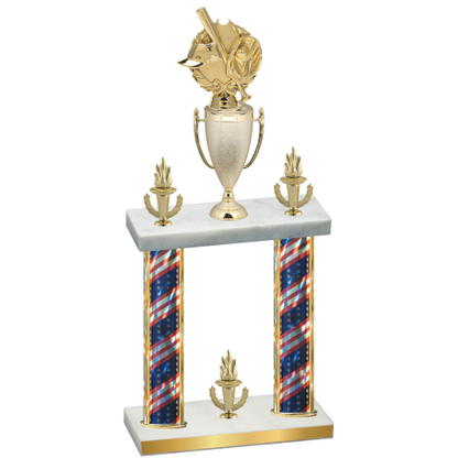 Double Flag USA Victory Baseball Trophy