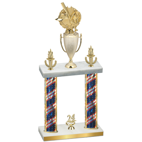 Double Flag USA Year Baseball Trophy