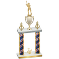 Double Flag USA Second Place Baseball Trophy