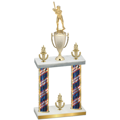 Double Flag USA Victory Baseball Trophy