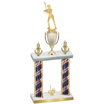 Double Flag USA First Place Softball Trophy