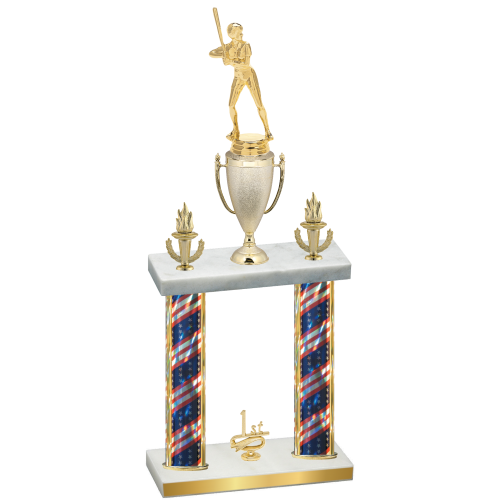 Double Flag USA First Place Softball Trophy