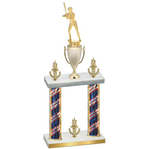 Double Flag USA Victory Softball Trophy