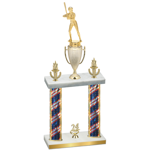 Double Flag USA Year Softball Trophy