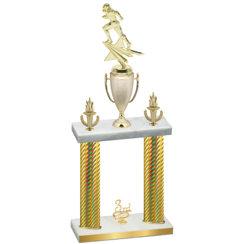 Double Gold Carbon Fiber Third Place Football Trophy