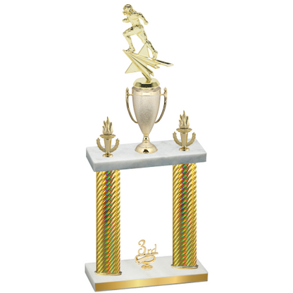 Double Gold Carbon Fiber Third Place Football Trophy