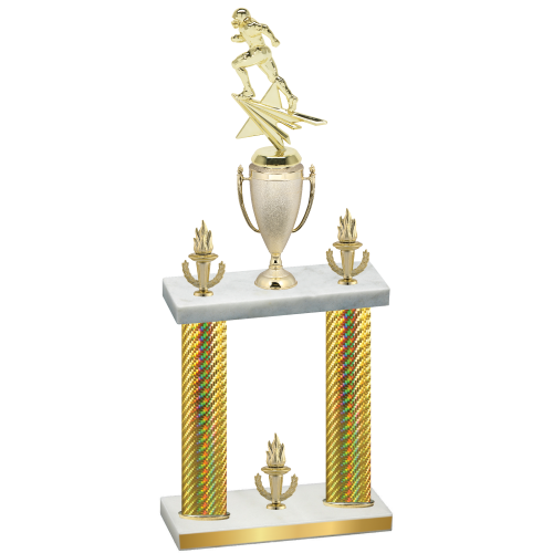 Double Gold Carbon Fiber Victory Football Trophy