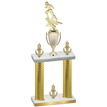 Double Gold Carbon Fiber Victory Football Trophy